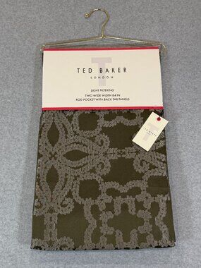 Ted Baker London Window Curtains 2 Panels 50”x84" Drapers Damask Green Olive NIP